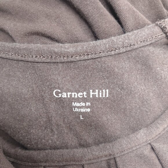 Garnet Hill brown pleated neck long sleeve shirt blouse ladies size Large - Picture 6 of 7